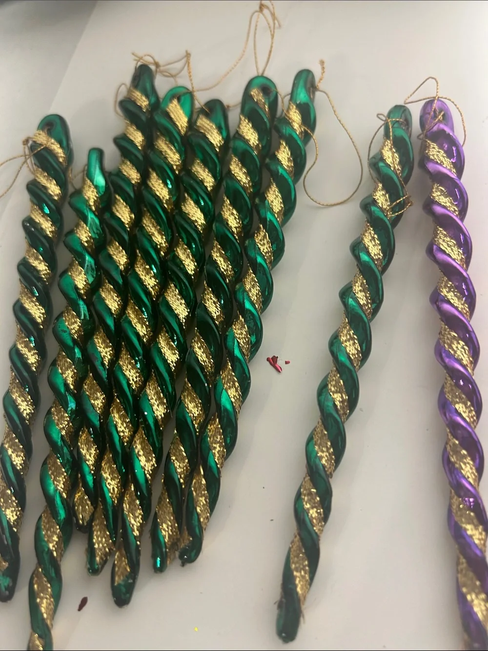 Festive Spiral Icicle Ornament Set  of 14 Multicolor
